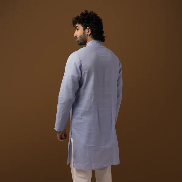 Blue_Linen_Regular_Fit_Long_Kurta_For_Men