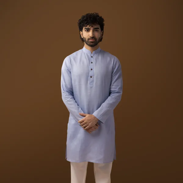 Blue_Linen_Regular_Fit_Long_Kurta_For_Men