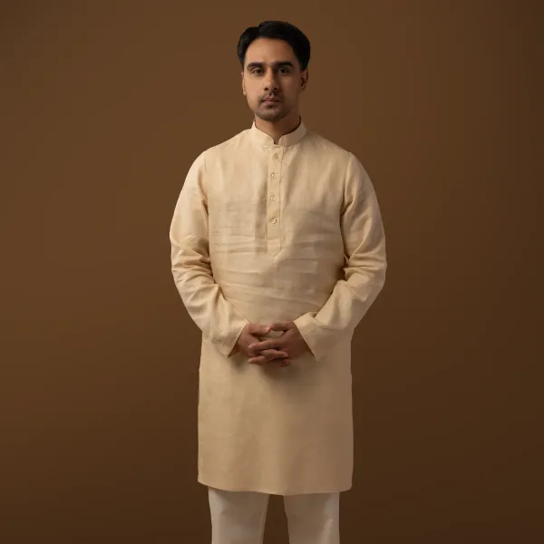 Ivory_Linen_Regular_Fit_Long_Kurta_For_Men