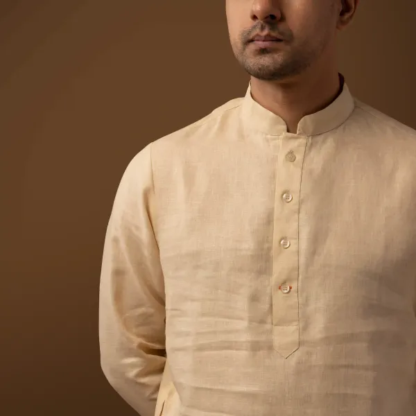 Ivory_Linen_Regular_Fit_Long_Kurta_For_Men