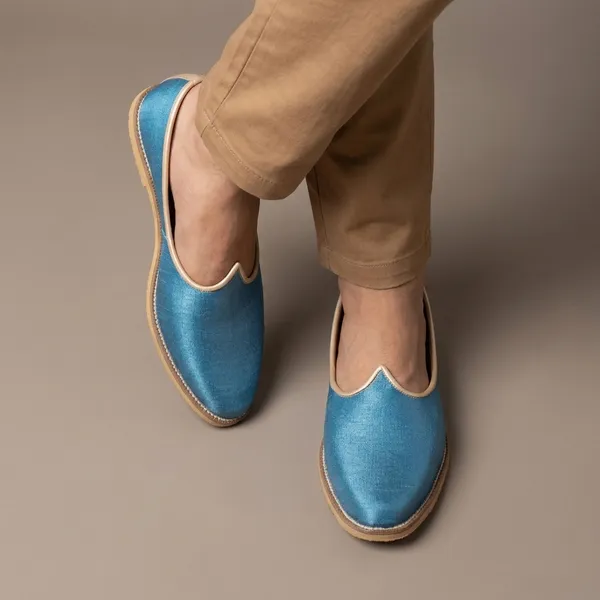 Sky_Blue_Leather_Textured_Handcrafted_Jutti_For_Men