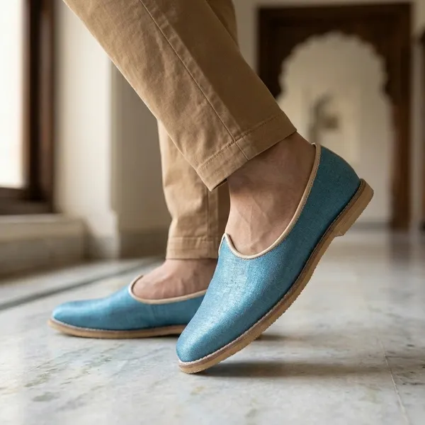 Sky_Blue_Leather_Textured_Handcrafted_Jutti_For_Men