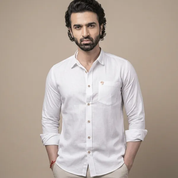 White_Cotton_Linen_Mandarin_Collar_Shirt_For_Men