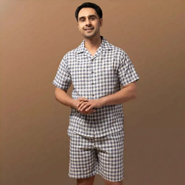 Blue_Cotton_Relaxed_Fit_Check_Co-Ord_Set_For_Men