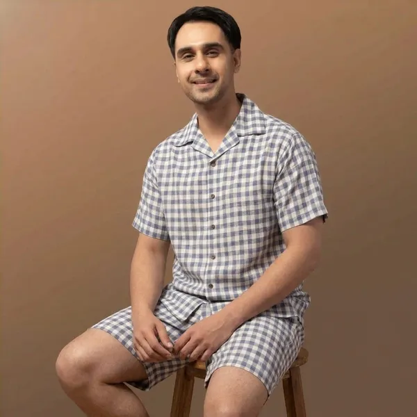 Blue_Cotton_Relaxed_Fit_Check_Co-Ord_Set_For_Men