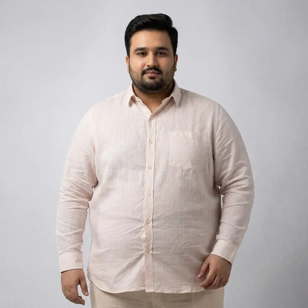 Mist_Pink_Linen_Comfort_Fit_Full_Sleeve_Plus_Size_Shirt_For_Men