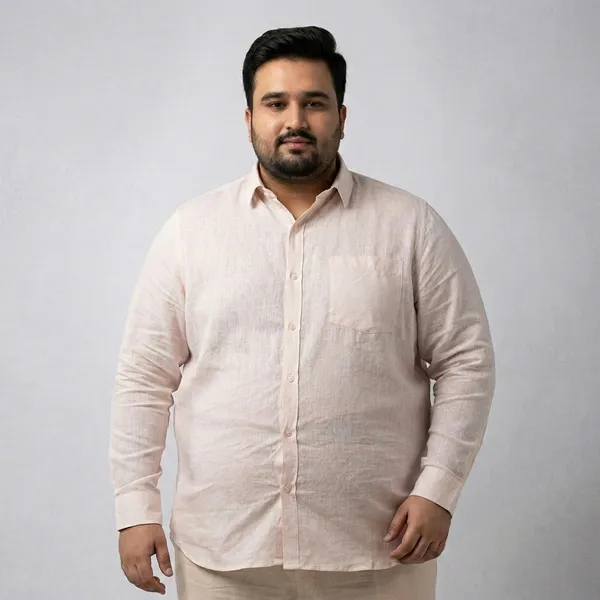 Mist_Pink_Linen_Comfort_Fit_Full_Sleeve_Plus_Size_Shirt_For_Men