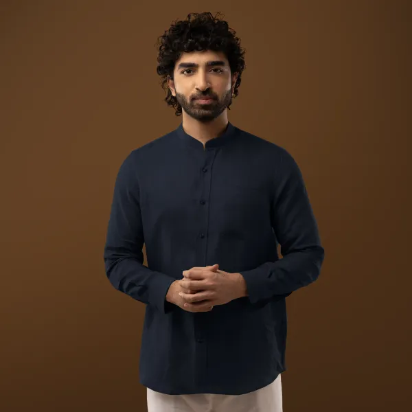 Navy_Blue_Linen_Regular_Fit_Full_Sleeve_Shirt_For_Men