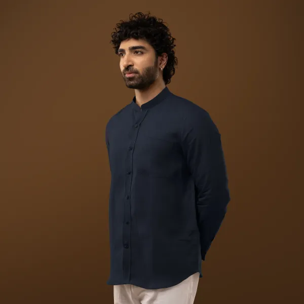 Navy_Blue_Linen_Regular_Fit_Full_Sleeve_Shirt_For_Men