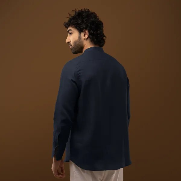Navy_Blue_Linen_Regular_Fit_Full_Sleeve_Shirt_For_Men