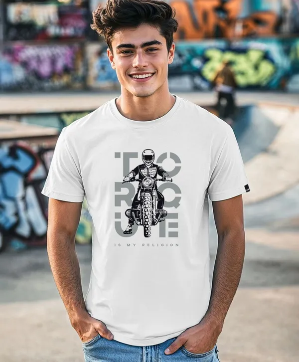 White_Cotton_Regular_Fit_Motorcycle_Graphic_T-Shirt_For_Unisex