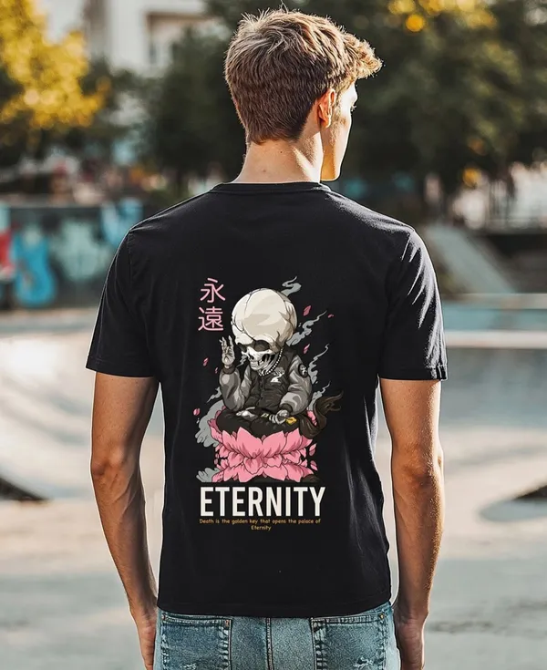 Black_Cotton_Regular_Fit_Skull_Eternity_Graphic_T-Shirt_For_Unisex