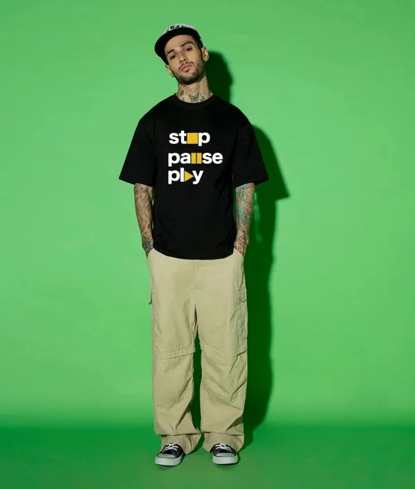 Black_Cotton_Oversized_Stop_Pause_Play_Graphic_T-Shirt_For_Unisex