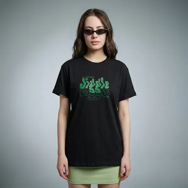 Black_Cotton_Regular_Fit_Green_Typography_Graphic_T-Shirt_For_Unisex