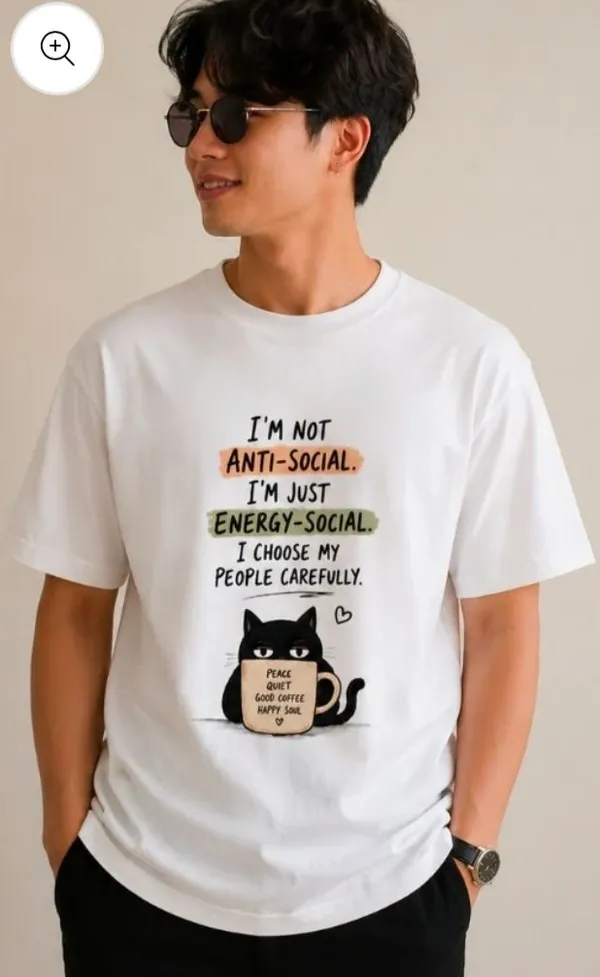 White_Cotton_Regular_Fit_Cat_Slogan_Graphic_T-Shirt_For_Unisex