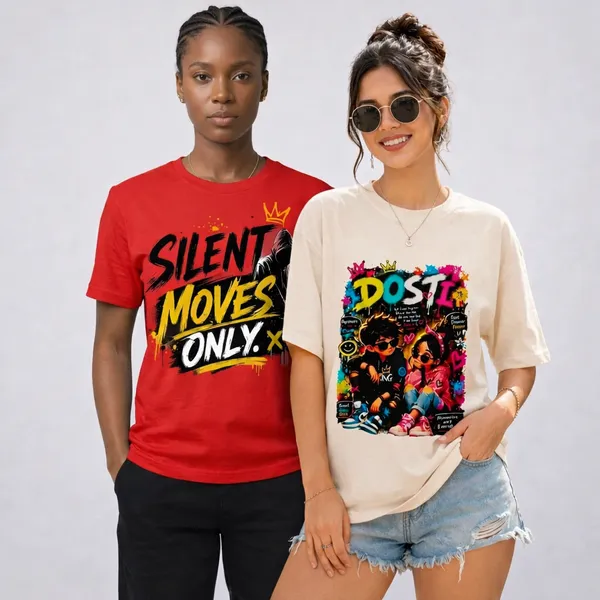 Cherry_Red_And_White_Cotton_Regular_Fit_Graphic_T-Shirt_For_Unisex_Pack_Of_2