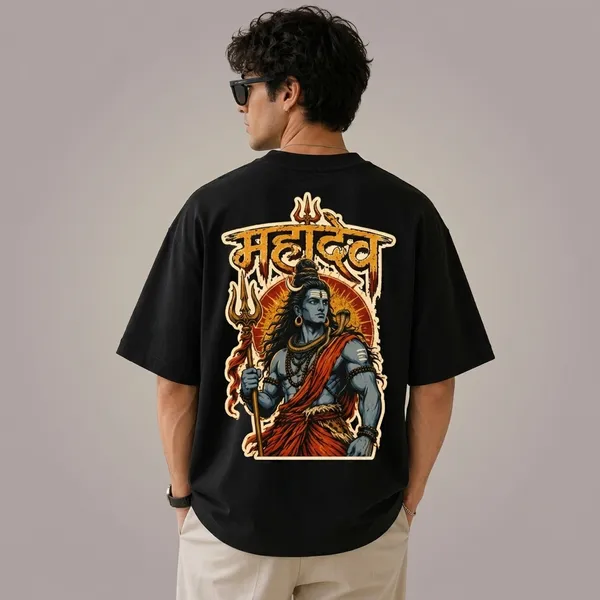 Black_Cotton_Oversized_Mahadev_Graphic_Print_T-Shirt_For_Unisex