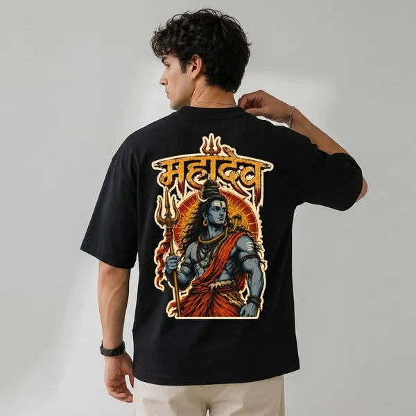 Black_Cotton_Oversized_Mahadev_Graphic_Print_T-Shirt_For_Unisex