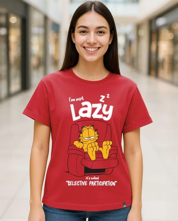 Cherry_Red_Cotton_Regular_Fit_Garfield_Graphic_T-Shirt_For_Unisex
