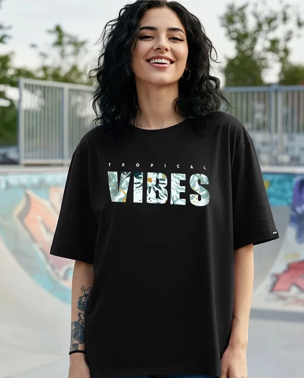Black_Cotton_Oversized_Tropical_Vibes_Graphic_T-Shirt_For_Unisex