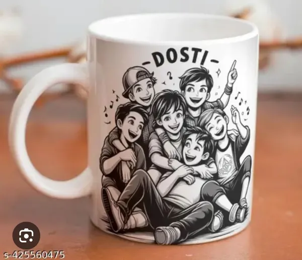 Ceramic_Friendship_Dosti_Illustrated_Coffee_Mug_&_Steel_Watch_&_Cotton_Regular_Fit_Splash_Graphic_T-Shirt_For_Unisex_Pack_Of_3