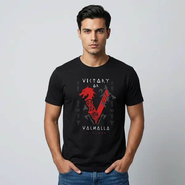 Black_Cotton_Regular_Fit_Viking_Graphic_Round_Neck_T-Shirt_For_Unisex