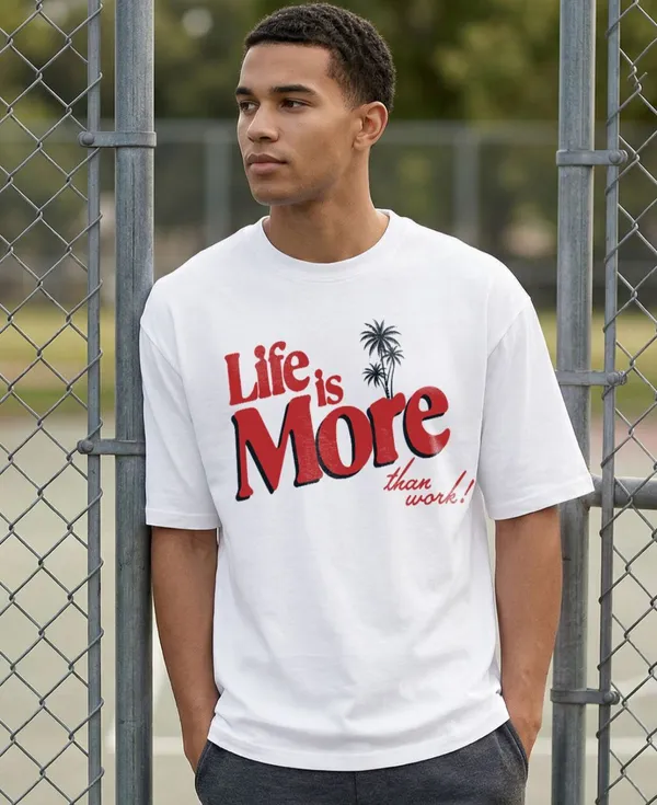 White_Cotton_Oversized_Life_Is_More_Than_Work_Graphic_T-Shirt_For_Unisex