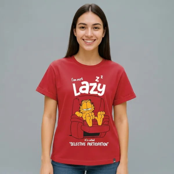 Cherry_Red_Cotton_Regular_Fit_Garfield_Graphic_T-Shirt_For_Unisex