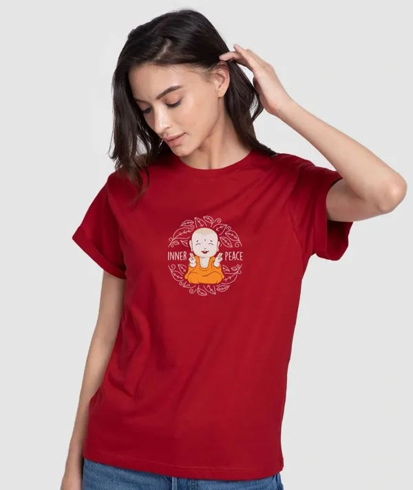 Cherry_Red_Cotton_Regular_Fit_Inner_Peace_Graphic_T-Shirt_For_Unisex