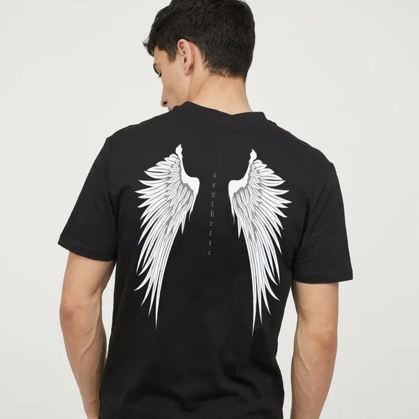 Black_Cotton_Regular_Fit_Peacock_Print_T-Shirt_For_Unisex