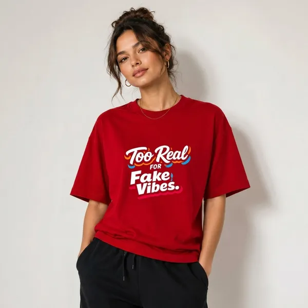 Cherry_Red_Cotton_Oversized_Too_Real_For_Fake_Vibes_T-Shirt_For_Unisex
