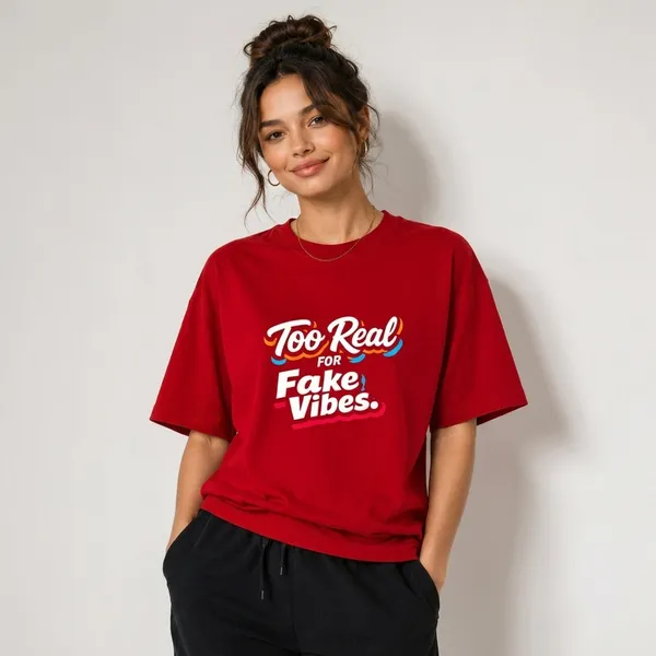 Cherry_Red_Cotton_Oversized_Too_Real_For_Fake_Vibes_T-Shirt_For_Unisex