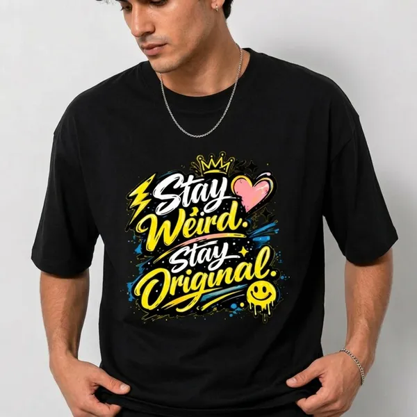 Black_Cotton_Regular_Fit_Stay_Weird_Graphic_T-Shirt_For_Unisex