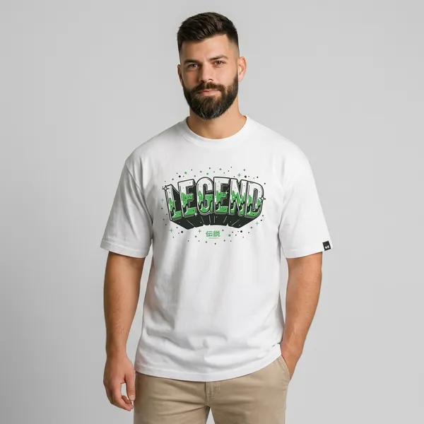 White_Cotton_Regular_Fit_Legend_Graphic_Round_Neck_T-Shirt_For_Unisex