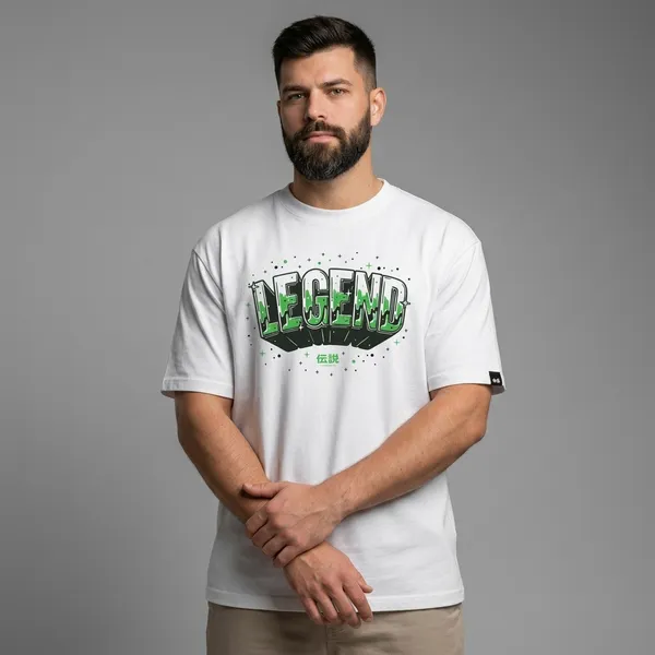 White_Cotton_Regular_Fit_Legend_Graphic_Round_Neck_T-Shirt_For_Unisex