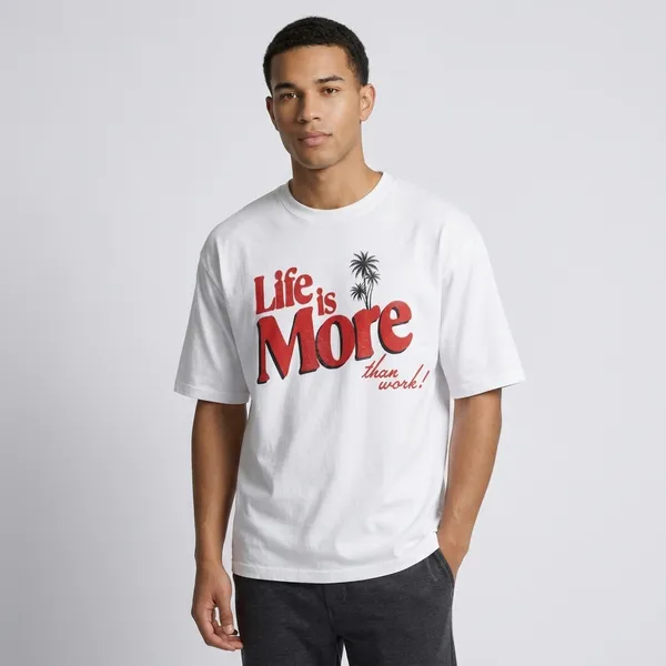 White_Cotton_Oversized_Life_Is_More_Than_Work_Graphic_T-Shirt_For_Unisex