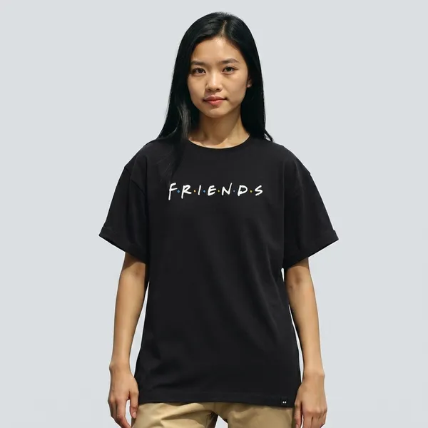 Black_Cotton_Oversized_Friends_Logo_Graphic_T-Shirt_For_Unisex