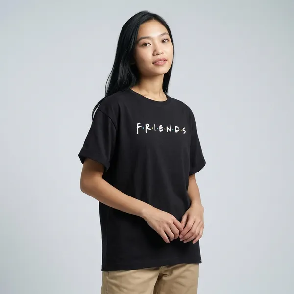 Black_Cotton_Oversized_Friends_Logo_Graphic_T-Shirt_For_Unisex