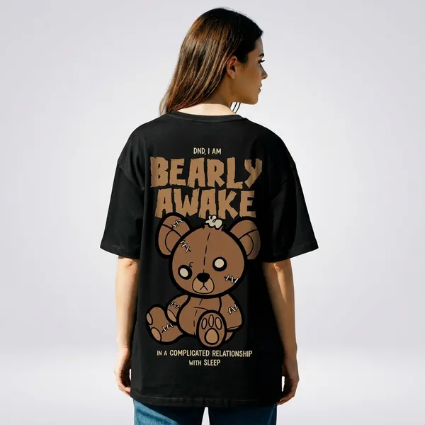 Black_Cotton_Oversized_Teddy_Bear_Graphic_T-Shirt_For_Unisex