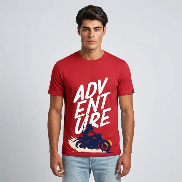 Cherry_Red_Cotton_Regular_Fit_Adventure_Motorcycle_T-Shirt_For_Unisex