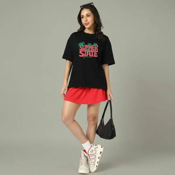 Black_Cotton_Oversized_Summer_State_Tropical_Graphic_T-Shirt_For_Unisex