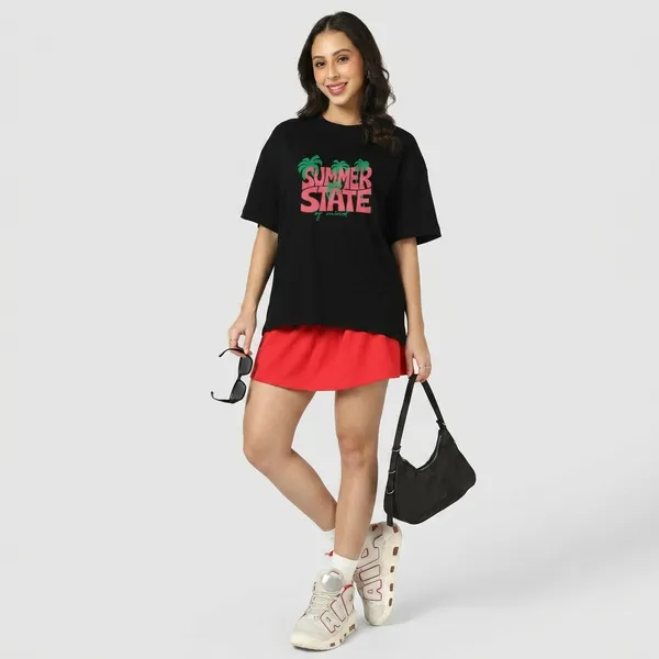 Black_Cotton_Oversized_Summer_State_Tropical_Graphic_T-Shirt_For_Unisex