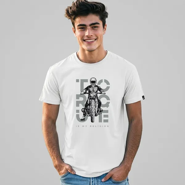 White_Cotton_Regular_Fit_Motorcycle_Graphic_T-Shirt_For_Unisex