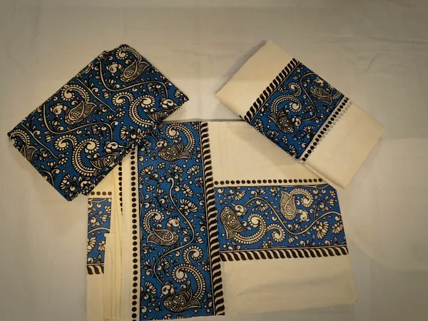 Cotton_Single_Set_Mundu_(Mundum_Neriyathum)_with_Block_Prints_With_Blouse