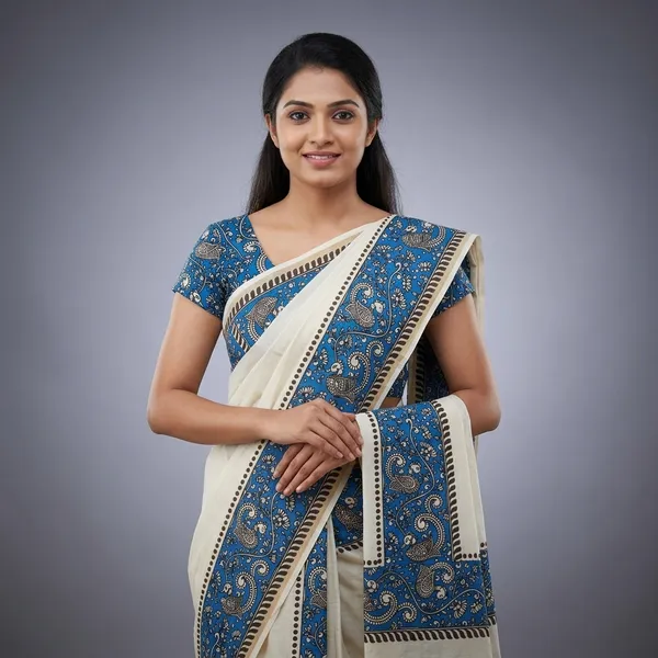 Cotton_Single_Set_Mundu_(Mundum_Neriyathum)_with_Block_Prints_With_Blouse