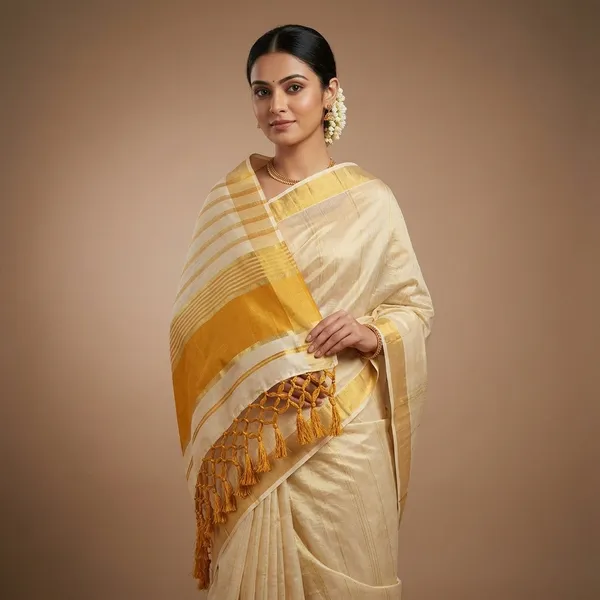 Kasavu_Saree_Cream_And_Golden_Border_Zari_-_Tissue_Silk_