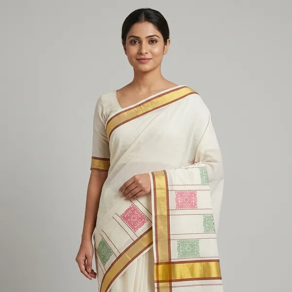 Kerala_Kasavu_Saree_With_Golden_Zari_Border_&_Embrodary_