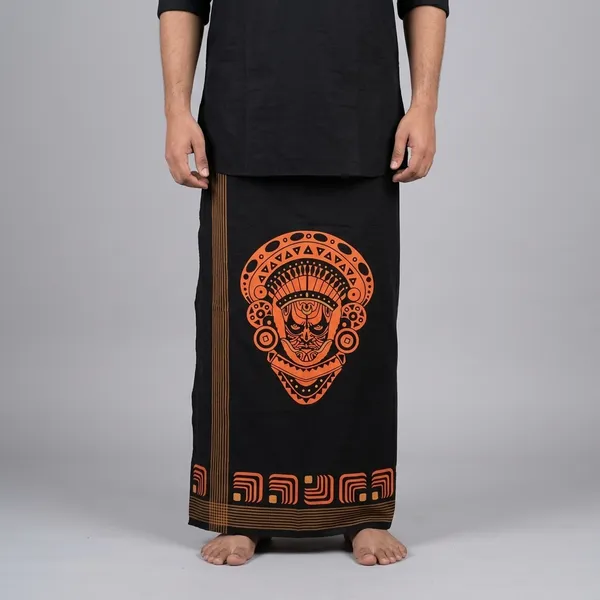 Black_Cotton_Kathakali_Print_Mundu_For_Mens