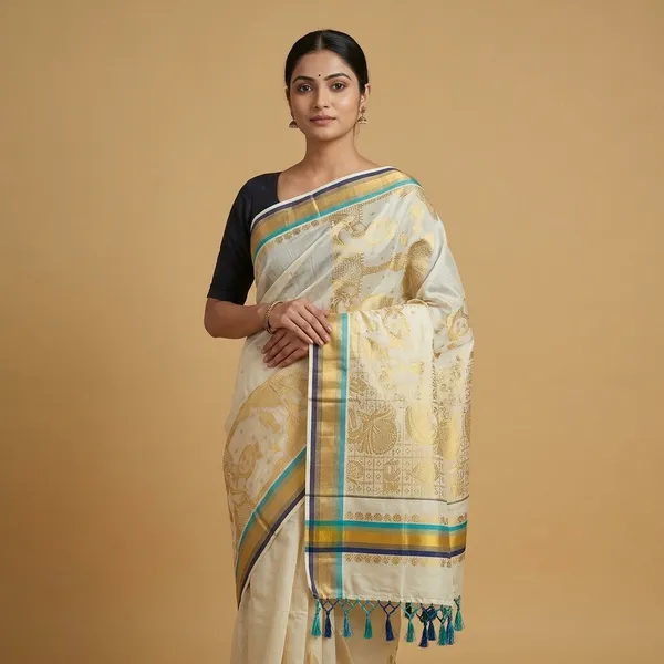 Kerala_Golden_Kasavu_Saree_For_Women_With_Baby_Krishna_Print