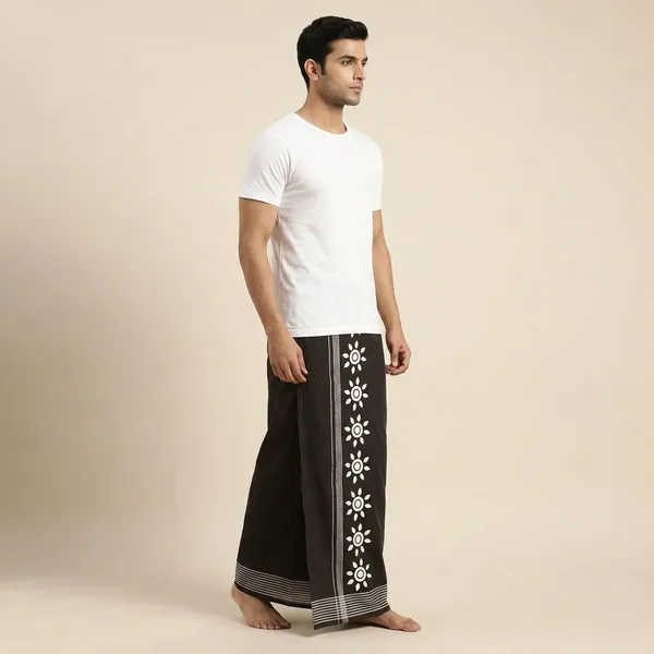 Men'S_Black_Cotton_Dhoti_With_Geometric_Border_Print